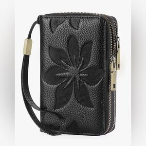 Chic Black Floral Women's Wristlet